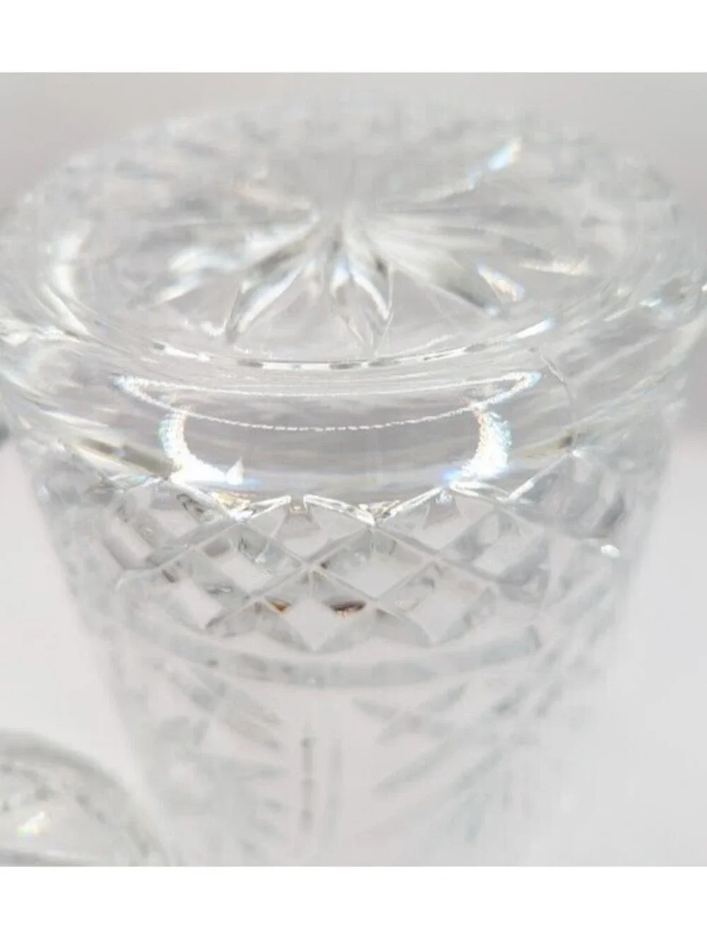 Vintage St. George Lead Crystal Biscuit Barrel Cookie Jar Lidded Fan Pinwheel